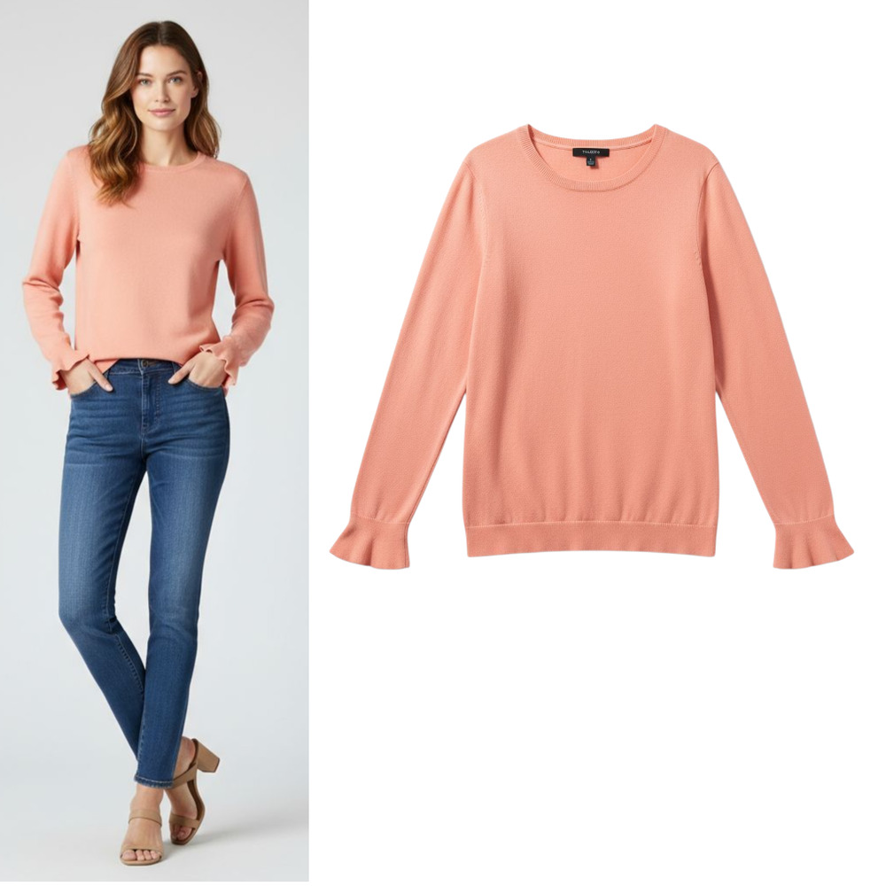 Talbots Lambswool Blend Sweater Women's Sz L Pink Long Sleeve Pullover Crew neck